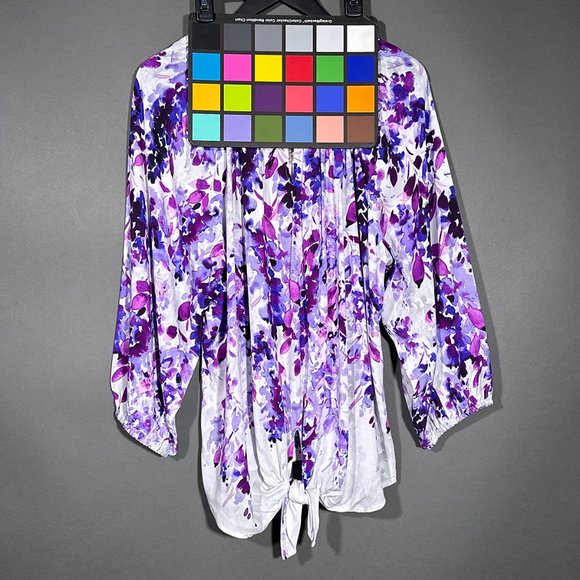 NWT Allison Daley‎ Floral Print Tie Hem 3/4 Sleeve Keyhole Neck Top Size L - Picture 13 of 14